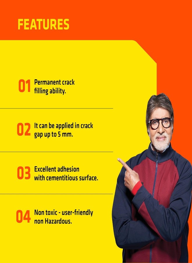 Dr. Fixit Acrylic 201 Crack X Paste-1Kg, Ready To Use Filler For Internal & External Surface Cracks On Roofs, Walls - Flexible Putty With Excellent Bonding - Pack Of 2 - Image 5